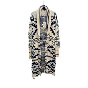 Faherty Paloma Longline Duster Cardigan L Organic Cotton Boho Southwestern NWT